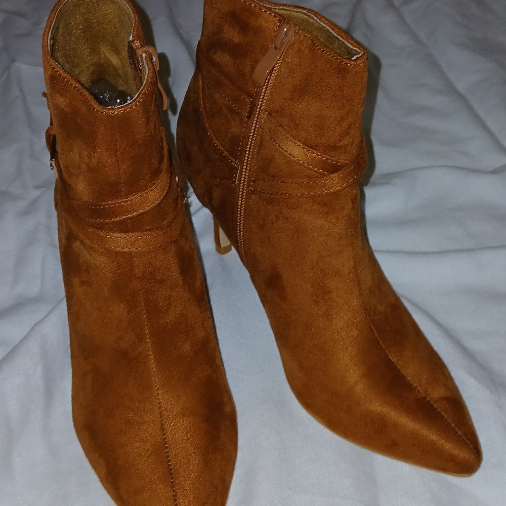 Suede Ankle Boots - Tan